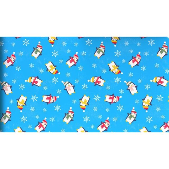 Hallmark Wrapping Paper Christmas Winter Playful Penguins 90 sq ft Jumbo Roll - Picture 1 of 5